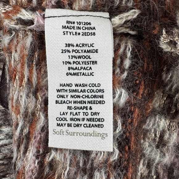 Soft Surroundings Sweater Womens XL Brown Fair Isle Alpaca Blend Crewneck Tunic - Picture 4 of 15